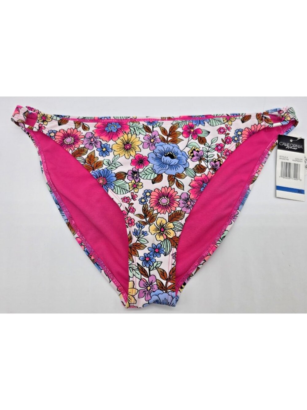 California Waves Womens Bikini Bottom Size XL Multicolor Floral Swimsuit Swim